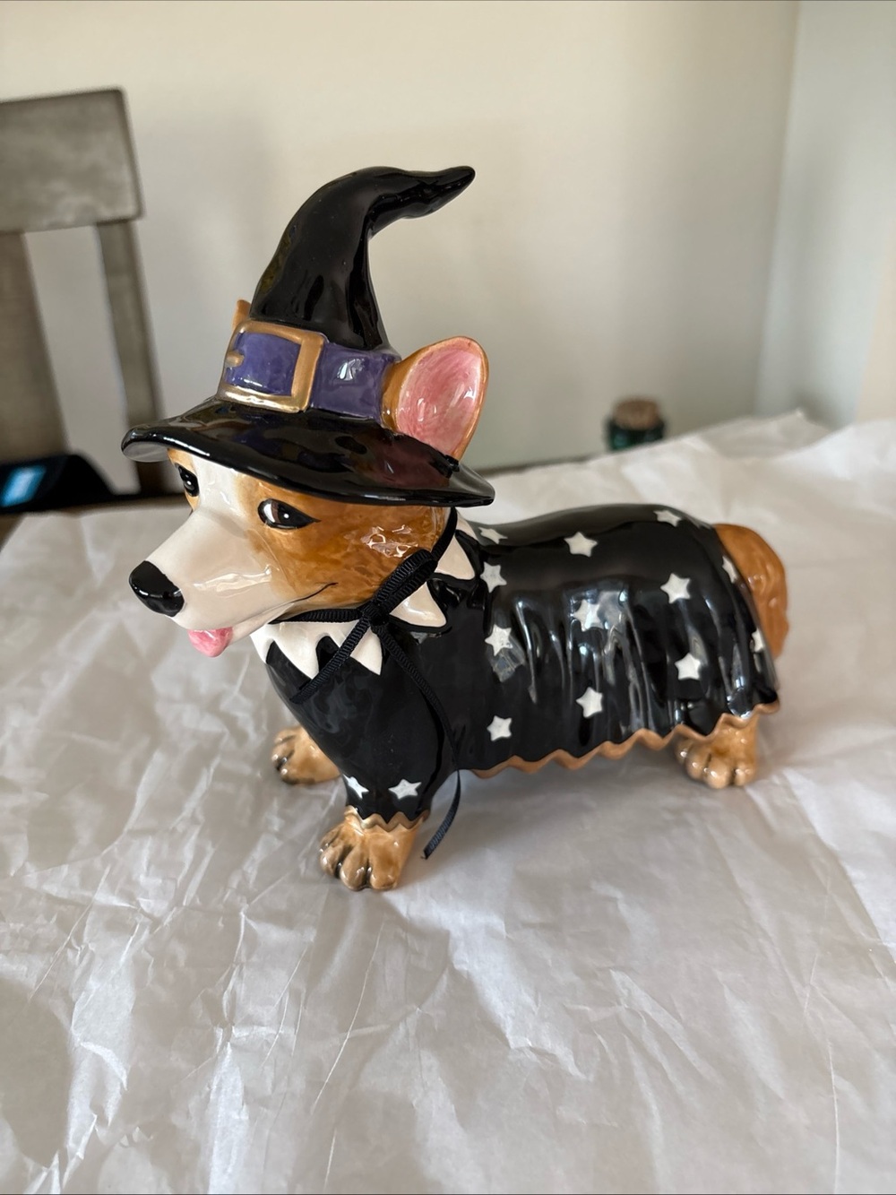 Blue Sky Clayworks Corgi  Halloween Witch Costume Ceramic NWT